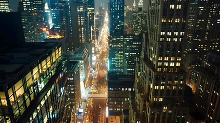 Aerial View of Cityscape at Night