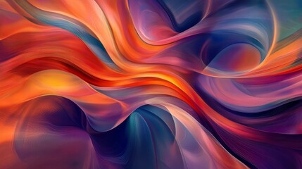 Obraz premium Abstract Swirling Colors - Digital Art - A vibrant abstract artwork featuring swirling colors of red, orange, purple, and blue. The colors create a dynamic and energetic feel, symbolizing movement, en