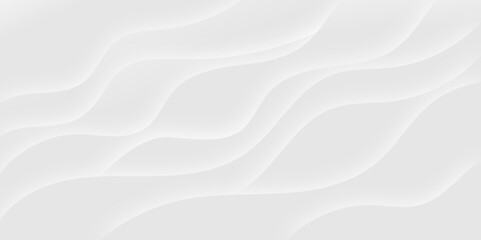 White and light gray abstract paper wave luxurious background. Smooth and clean modern abstract wave curve lines banner design.