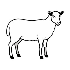 Obraz premium Outline sheep silhouette vector illustration on white background