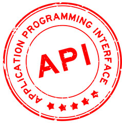 Grunge red API Application programming interface  word round rubber seal stamp on white background