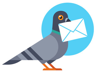 Carrier pigeon with letter illustration