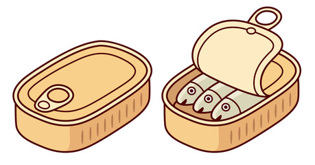 Cartoon sardine tin drawing