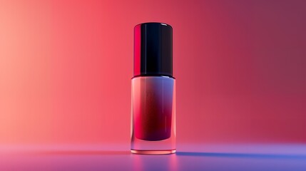 Stylish pink cosmetic bottle on vibrant background with gentle shadows, ideal for beauty product branding. Gradient hues and ample white space for creams, lotions, serums, and gels