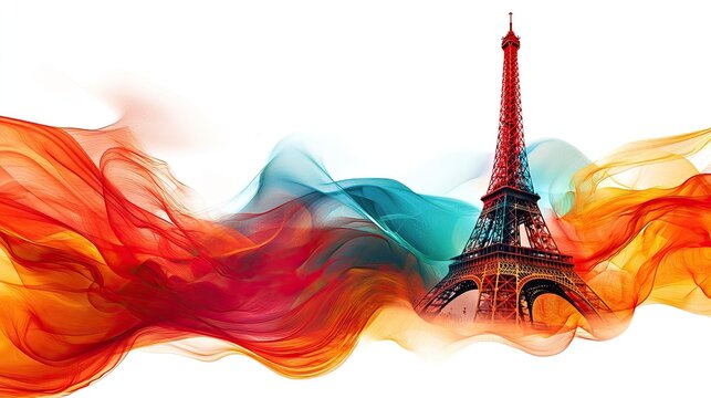 The Eiffel Tower in a vibrant abstract design.