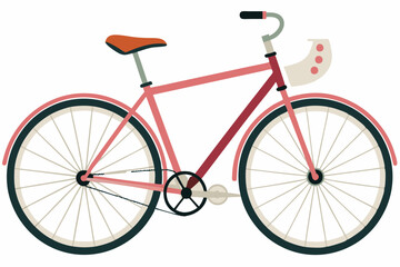 Fototapeta premium Pink bicycle with brown saddle and black wheels