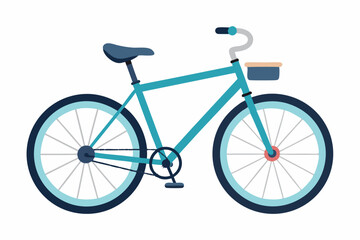 Fototapeta premium Blue Bicycle with Basket and Black Seat