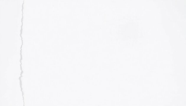 white paper with frayed left edge set off-center on a pristine white backdrop creating room for text or graphics minimalist aesthetic focusing on clean lines and raw texture