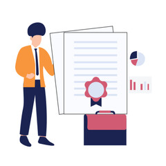 Title: Flat Ilustration, business, stack the dice falt deisgn, flat design bisnis, bisnis flat design Two people discussing with work partners to collaborate, startup business illustration conceptual 