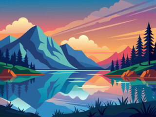 Stylized Lake wallpaper, background, art, wallpaper
