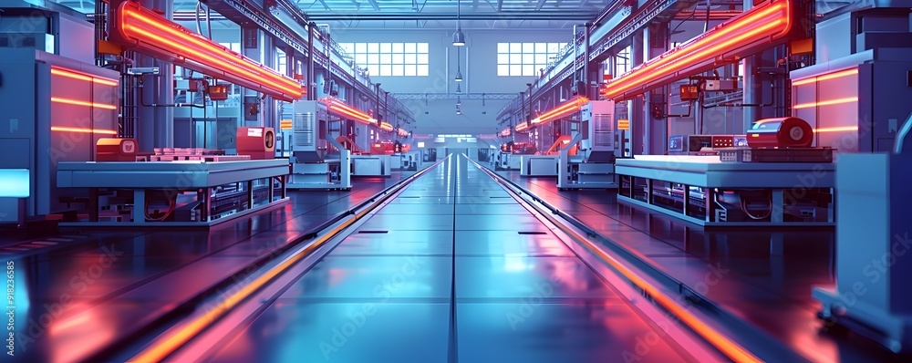 Poster fully automated ai driven smart factory with robotic production lines