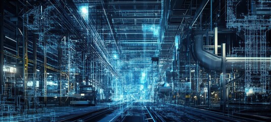 Fototapeta premium Industrial area with steel beams and supports