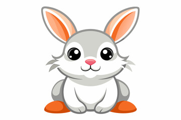 Fototapeta premium Cute Cartoon Rabbit with Orange Ears and Feet