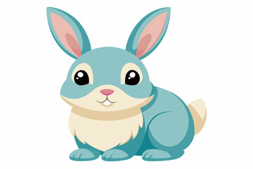 Obraz premium Cute Cartoon Blue Bunny with Pink Ears and Large Eyes