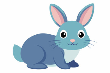 Obraz premium Cartoon illustration of a blue rabbit sitting on a white background