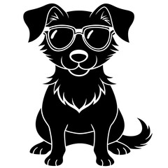  A cute dog wearing sunglasses with white background