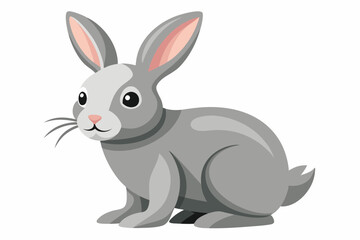 Fototapeta premium A Cartoon Gray Rabbit with Pink Ears and a White Patch