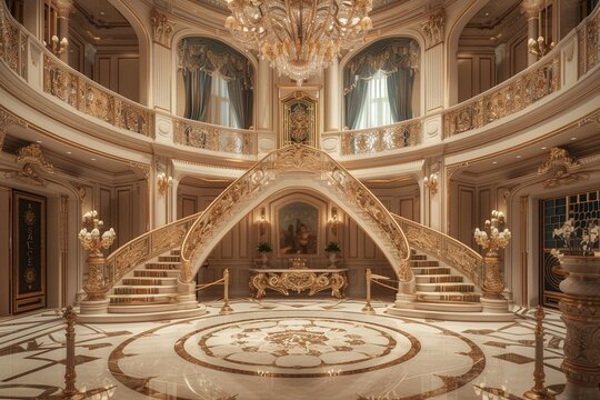 Elegant Chateauesque Style Interior Design. Classic French-inspired architecture meets luxury.