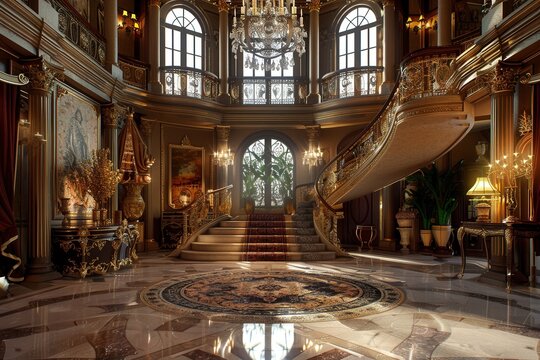 Elegant Chateauesque Style Interior Design. Classic and Luxurious Concept