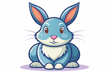 Cartoon Blue Rabbit with Big Ears and White Fur