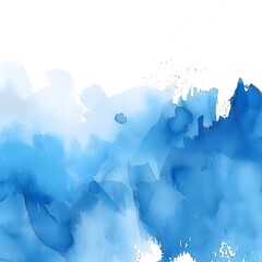 Fototapeta premium Abstract blue watercolor background with white space for text. Blue and white watercolor painting background, abstract brushstrokes of paint in the water color 