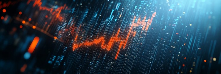 Obraz premium Digital Data and Technology Growth Concept - A close-up of an abstract digital illustration representing growth, progress, and the power of technology. The image symbolizes the dynamic nature of data,