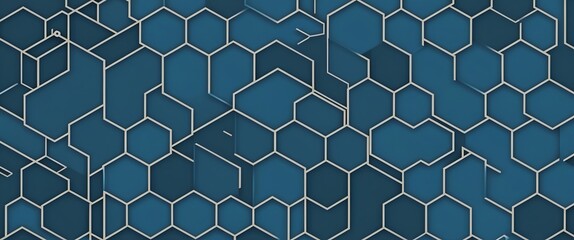 Blue hexagonal design, science and techno pattern geometric background 