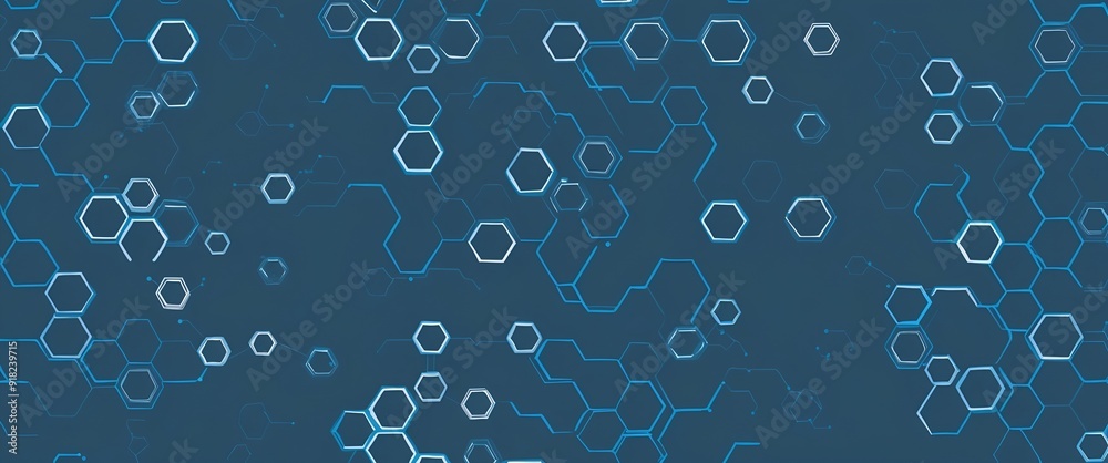 Wall mural Blue hexagonal design, science and techno pattern geometric background 