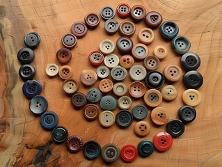Colorful Buttons Arranged in a Spiral Pattern