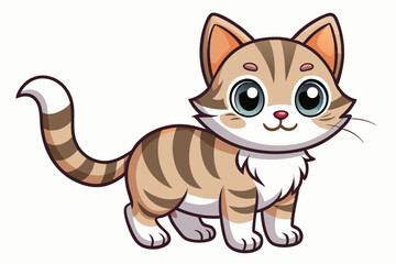 Obraz premium Adorable Cartoon Tabby Cat with Big Eyes