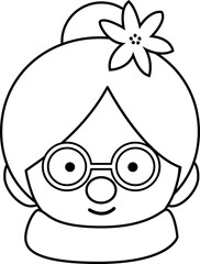 Mrs Claus head outline vector.
Cute Mrs Claus face outline svg.
Isolated Christmas santa claus wife head coloring drawing. 