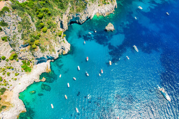 Via Krupp road in Capri island coastline, Tyrrhenian sea, Italy