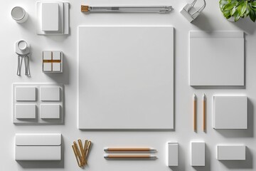 Realistic blank stationery set mockup isolated created with generative ai