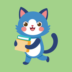 cute cat Back to school education isolated