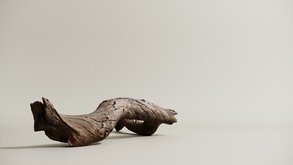 Tree branch - podium for cosmetic products. Natural background for advertising eco, vegan products. Aesthetic showcase, minimalism, 3D rendering.