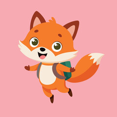 cute fox Back to school education isolated