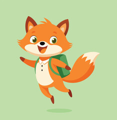 cute fox Back to school education isolated