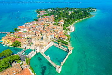 Rocca Scaligera Castle in Sirmione Lake Garda, Italy. Lago di garda