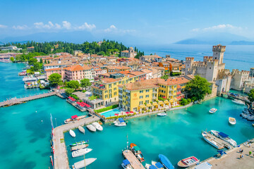 Rocca Scaligera Castle in Sirmione Lake Garda, Italy. Lago di garda