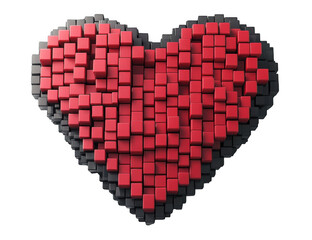 Pixelated Red Heart with Black Border