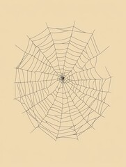 Obraz premium Intricate Spider Web Design - A detailed spider web illustration, symbolizing structure, fragility, nature, art, and design.