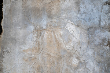 Cracked concrete wall broken wall at the outside cement corner that effected with earthquake and collapsed ground