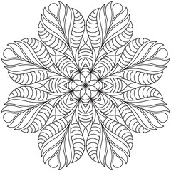 Mandala Line Illustration,  Perfect set for surface of design, textiles, posters, tattoos in indian yoga style, Mandala Line Drawing Design. bundle for coloring book interior. Round Ornament Pattern