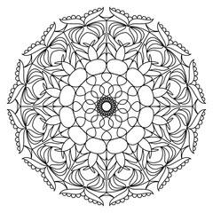 Fototapeta premium Mandala Line Illustration, Perfect set for surface of design, textiles, posters, tattoos in indian yoga style, Mandala Line Drawing Design. bundle for coloring book interior. Round Ornament Pattern