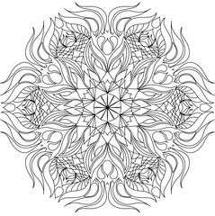 Mandala Line Illustration,  Perfect set for surface of design, textiles, posters, tattoos in indian yoga style, Mandala Line Drawing Design. bundle for coloring book interior. Round Ornament Pattern