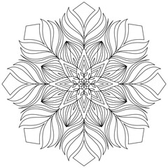 Mandala Line Illustration,  Perfect set for surface of design, textiles, posters, tattoos in indian yoga style, Mandala Line Drawing Design. bundle for coloring book interior. Round Ornament Pattern