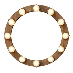 Obraz premium Round Wooden Frame with Zigzag Bulbs