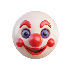 Fototapeta premium Clown face 3d emoji isolated on transparent background