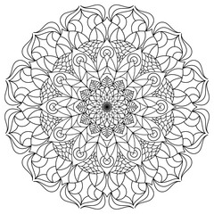 Mandala Line Illustration,  Perfect set for surface of design, textiles, posters, tattoos in indian yoga style, Mandala Line Drawing Design. bundle for coloring book interior. Round Ornament Pattern