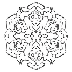 Mandala Line Illustration,  Perfect set for surface of design, textiles, posters, tattoos in indian yoga style, Mandala Line Drawing Design. bundle for coloring book interior. Round Ornament Pattern